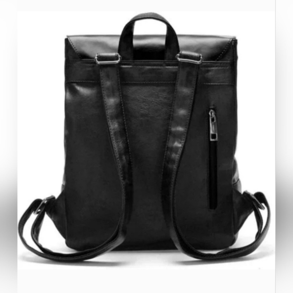LXY Vegan Leather Backpack Vintage Black LAPTOP - Picture 7 of 16